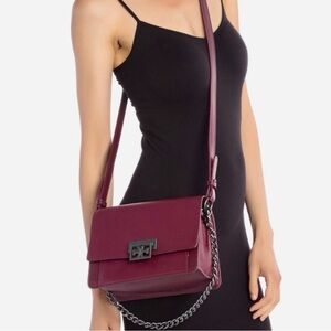 Sam Edelman ‘Paislee’ Genuine Leather Messenger Crossbody Bag in “Deep Wine” Red